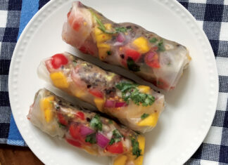 Black Bean Avocado Fresh Rolls with Mango Salsa