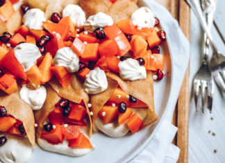 Vegan Crepes with Persimmon and Cashew Whipped Cream