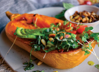 Avocado Salad and Baked Butternut Squash