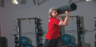 ViPR lateral squat with chop to bazooka hold