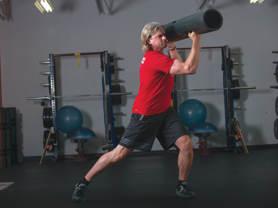 ViPR lateral squat with chop to bazooka hold