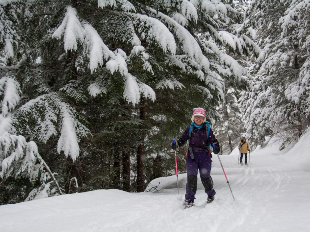 A snowy ski day on the trails at the Kaslo Nordic Club