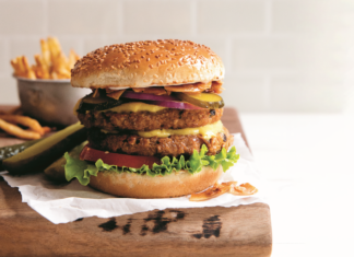 plant-based, vegan Double bacon cheeseburger by Doug McNish