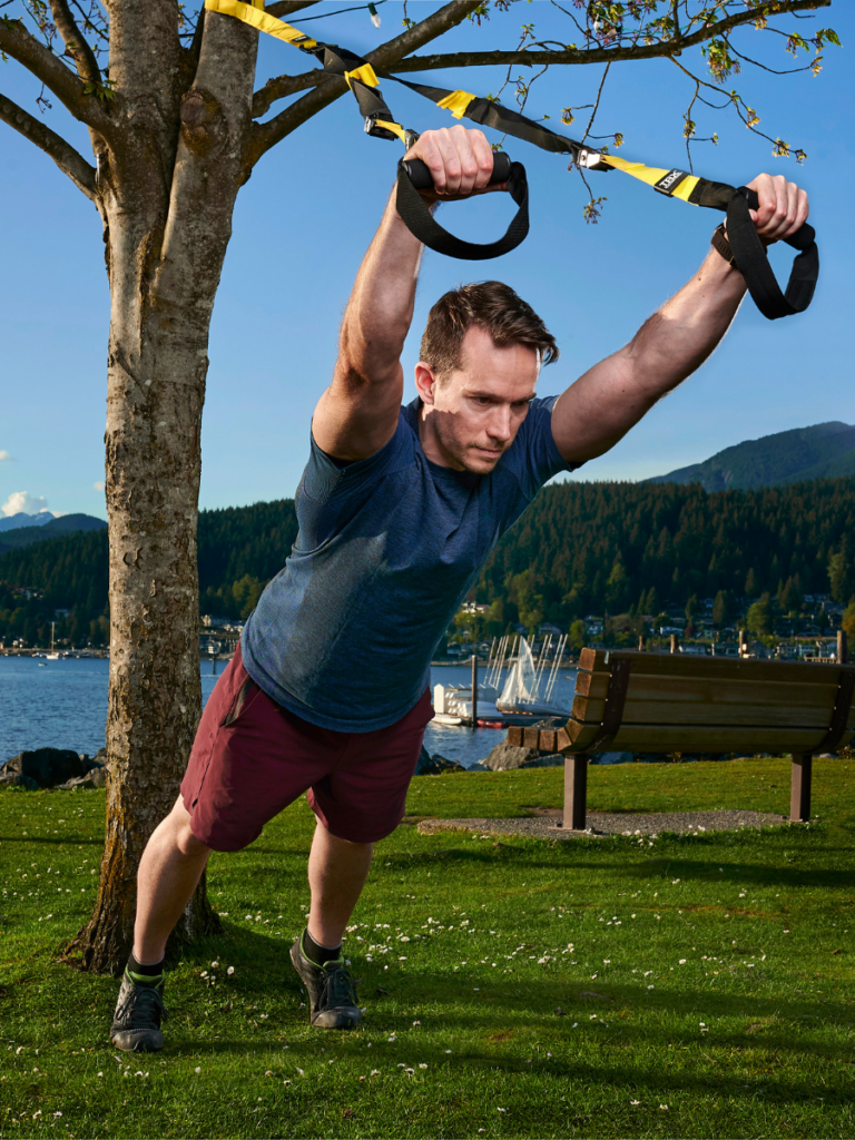 Sean Allt, Canada's Top Fitness Trainer, does TRX workout outside
