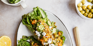 FoodbyMaria romaine salad with lentil and olive salsa
