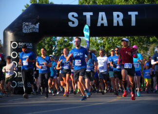 Servus Calgary Marathon runners at the start line