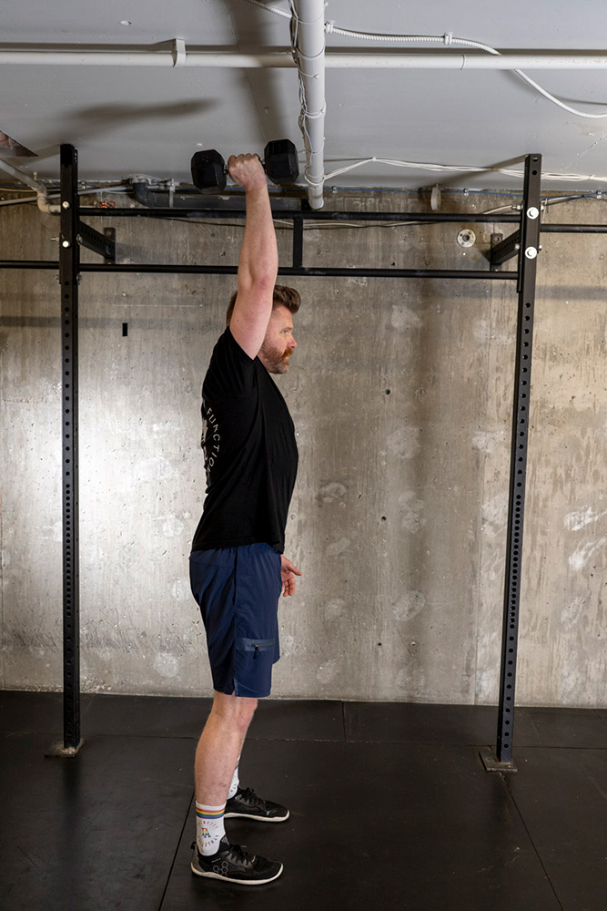 Dumbbell Row to Curl & Press  
