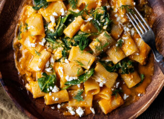 Butternut Squash and Spinach Rigatoni with Feta and Dill