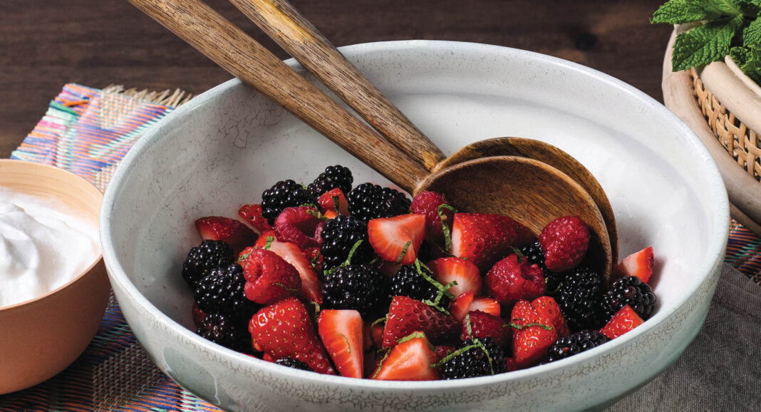 Quick Macerated Berries with Mint & Coconut Whip