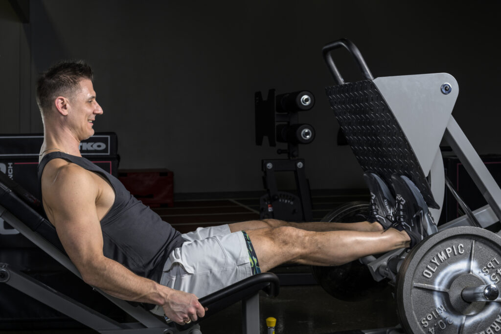 Calves (Raises and Isometrics)
Calf raises on a leg press machine